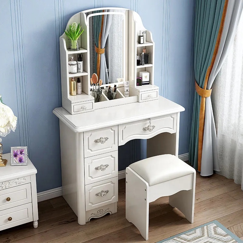 Desk Setup Simple - Set Toeletta Moderna in Legno Bianco