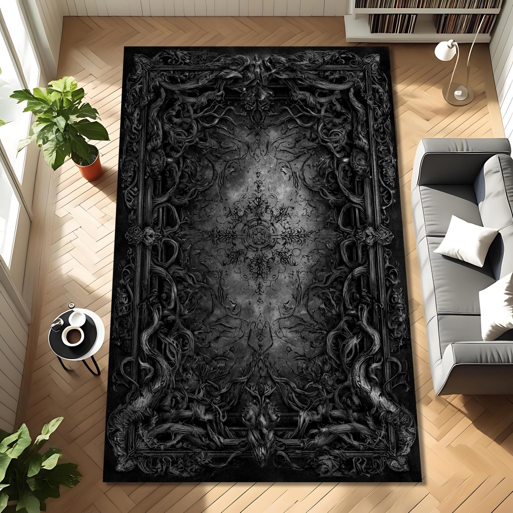 Desk Setup Living Room - Tappeto grafico con cornice ornamentata in