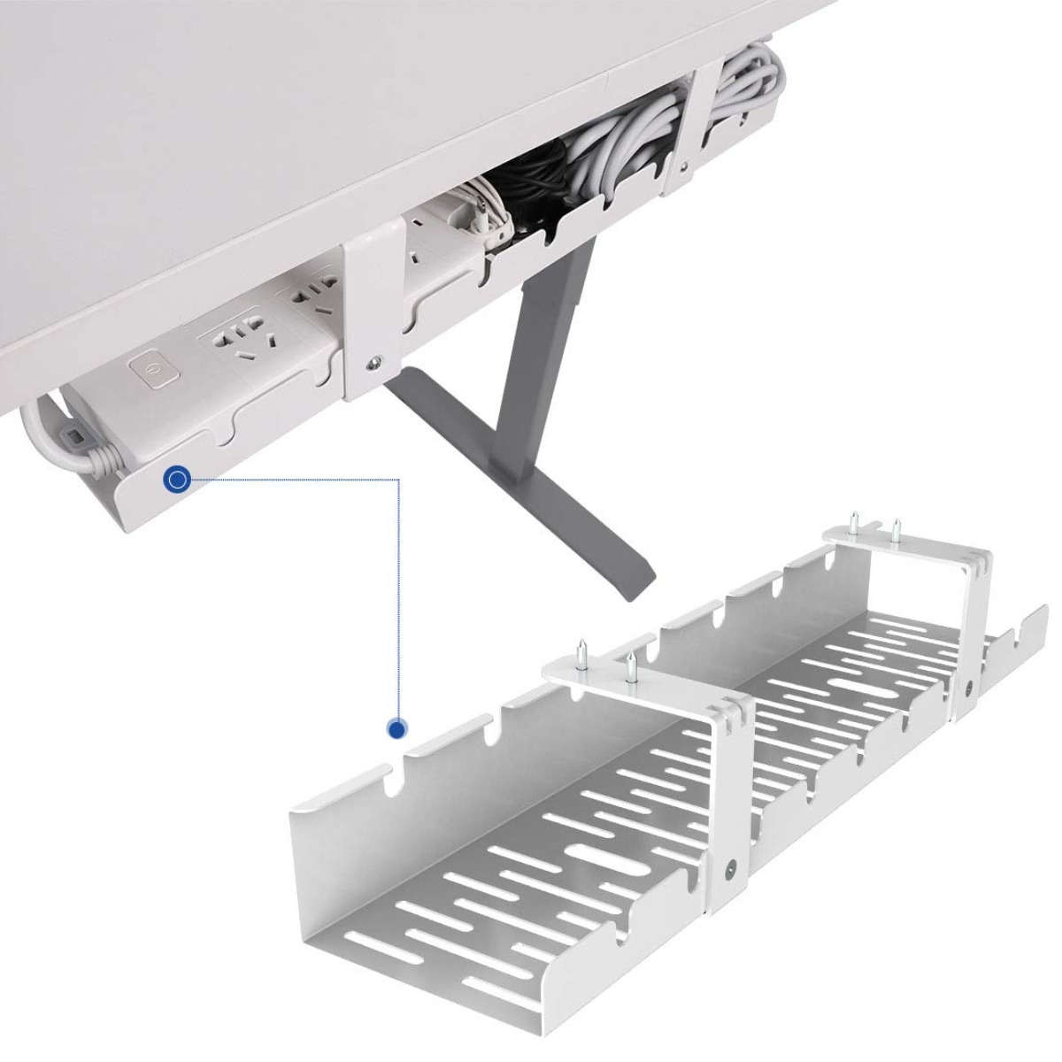 Desk Setup Living Room - Organizzatore per Cavi da Scrivania, Vassoio