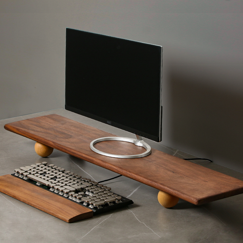 Desk Setup For Laptop And Monitor - Supporto per monitor in legno massello
