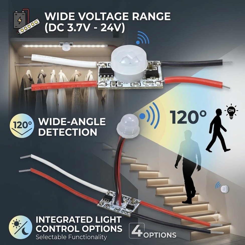 Desk Setup Led Strip - Sensore di Movimento PIR 5V/12V/24V con