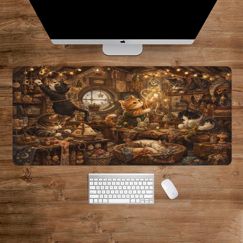 Desk Setup Bedroom - Tappetino per mouse antiscivolo per gatti,