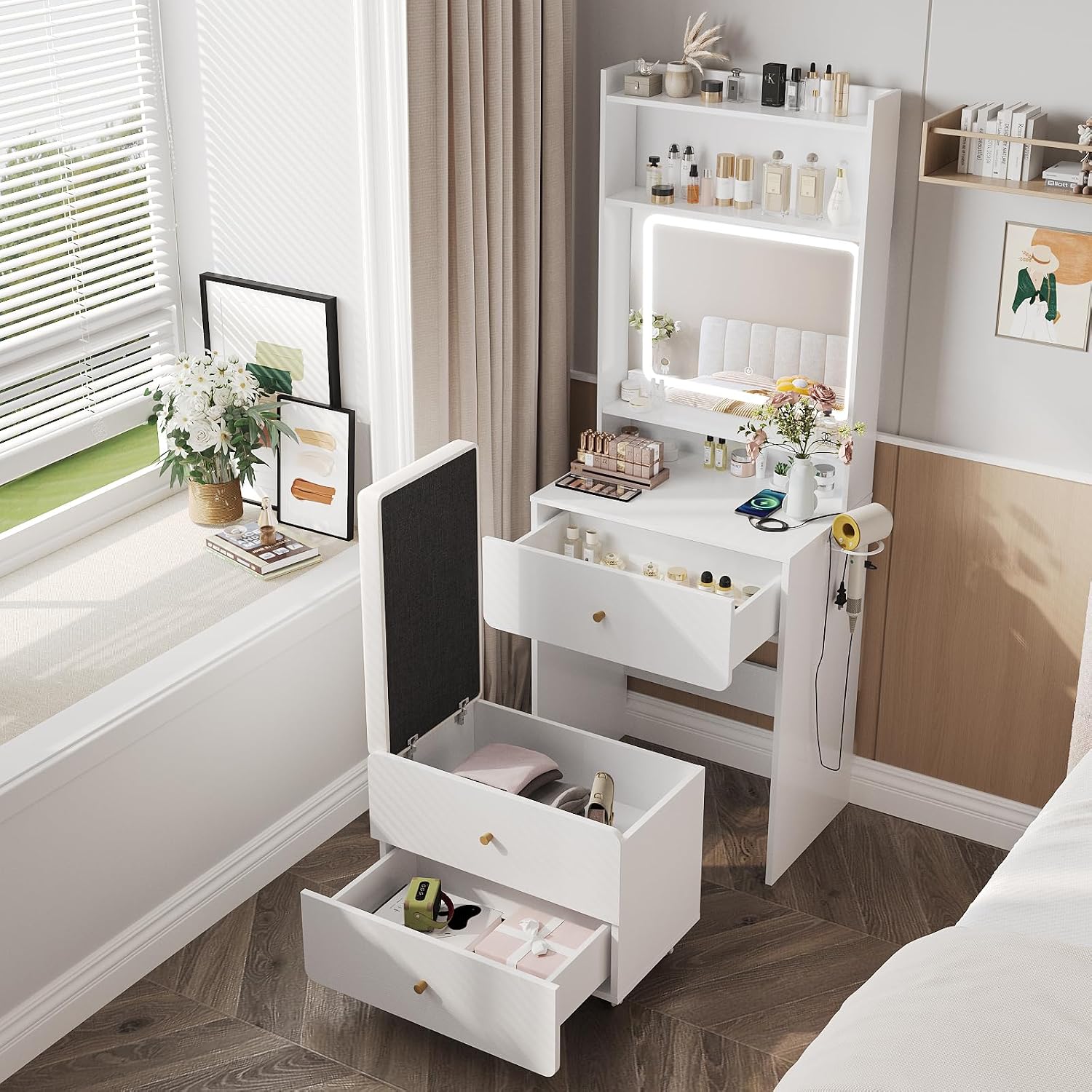 Desk Setup Bedroom - Tavolo da Trucco con Specchio e