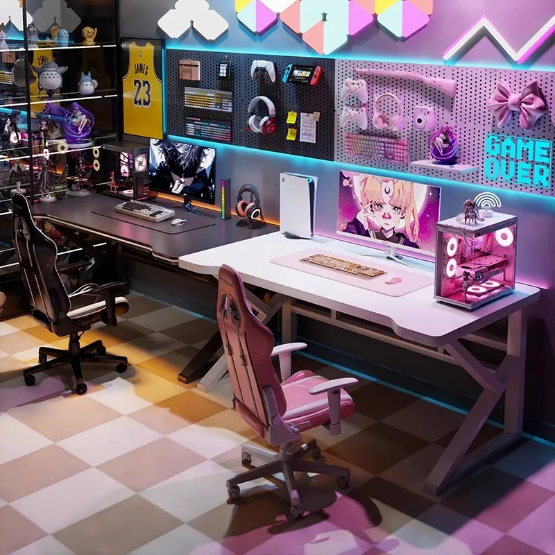 Desk Setup Bedroom - Scrivania Doppia per Gaming E-sports, Tavolo
