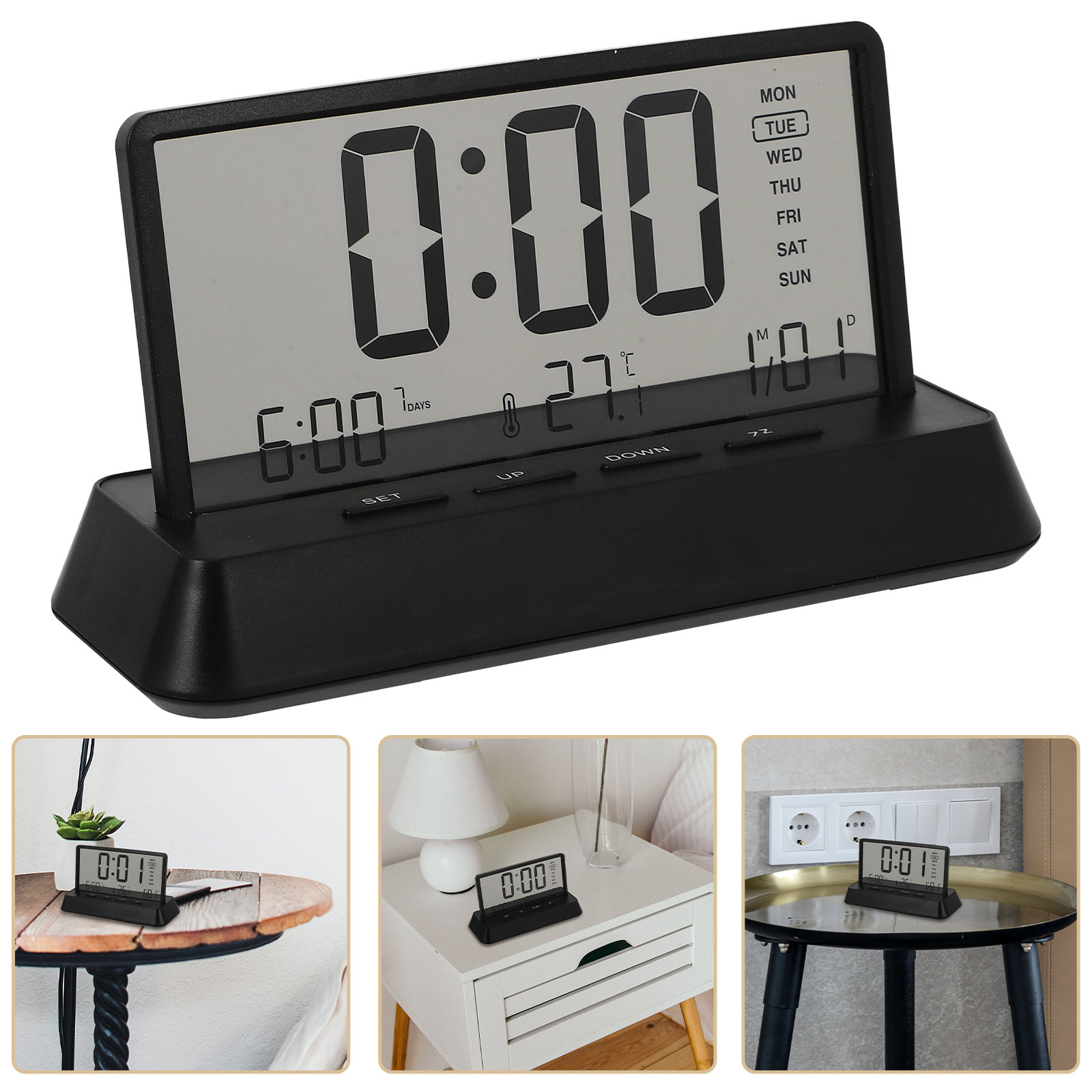 Desk Setup Bedroom - Sveglia Digitale Compatta in Plastica, Orologio