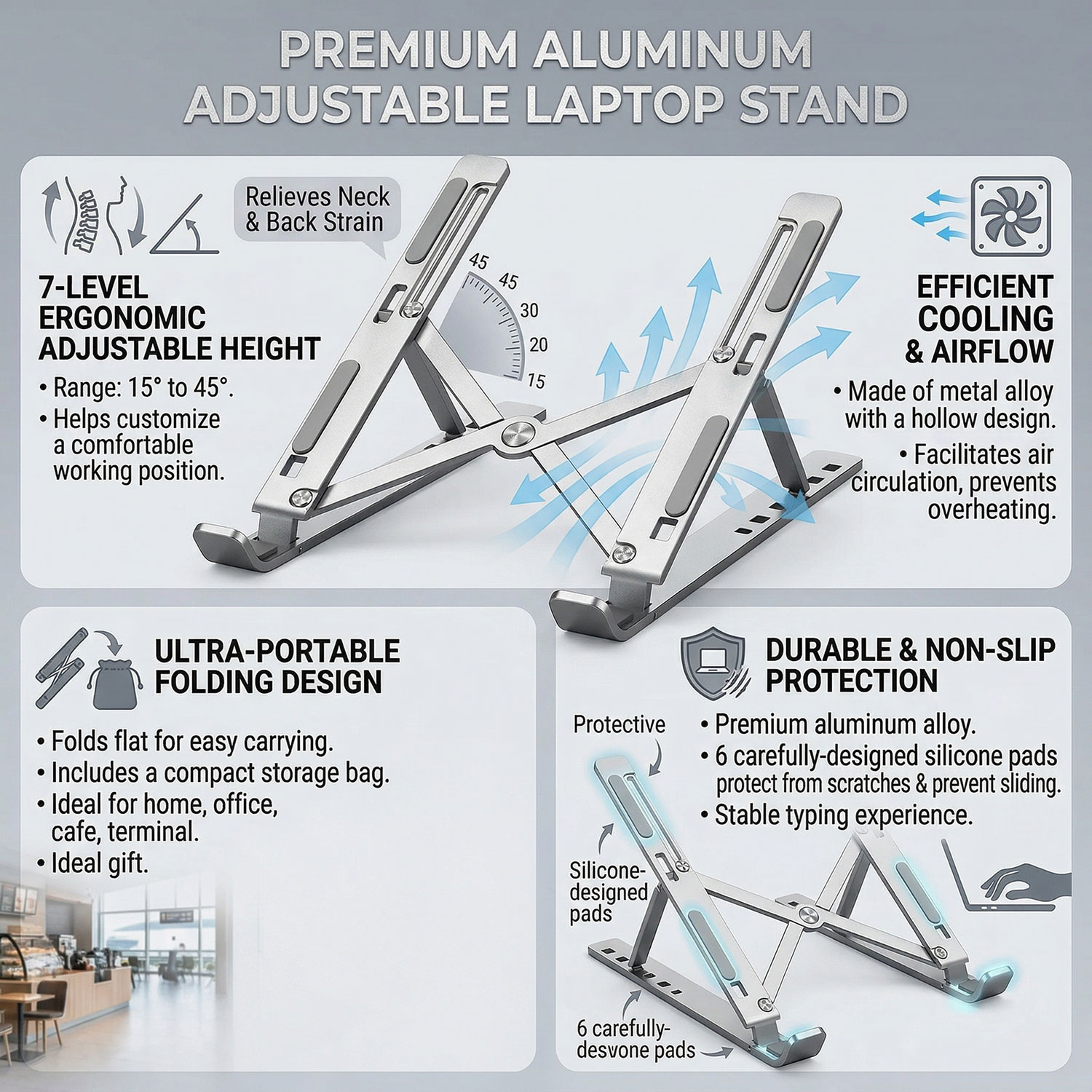 Supporto per Laptop Pieghevole - Desk Setup Macbook recensione e prezzo